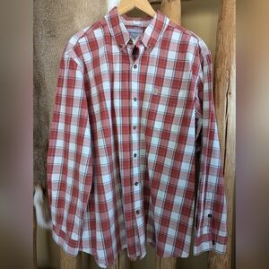 Carhartt Men's Relaxed Fit Long Sleeve Burnt Orange Plaid Shirt, Size XL